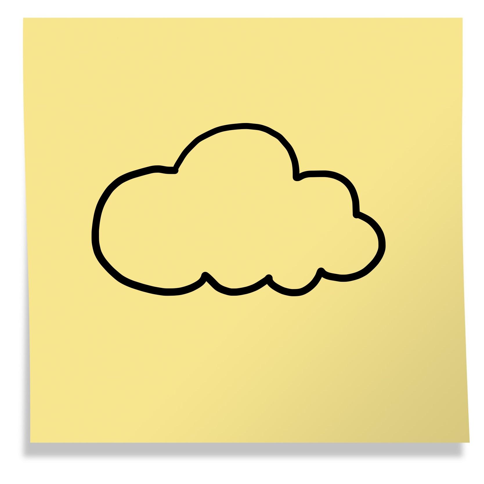 Sticky note with drawing of cloud
